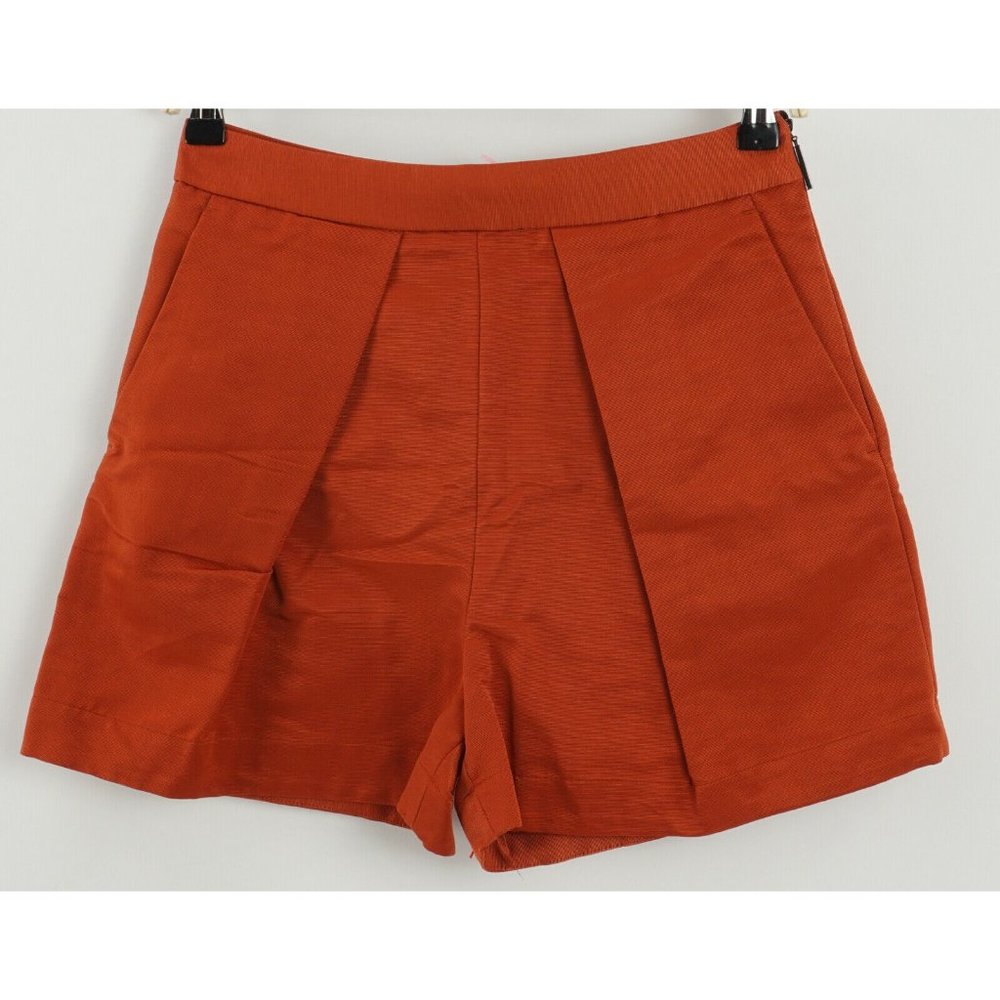 New MSGM Milano Womens IT 40 / US 26 Orange Cotton Blend Side Zip Pleated Shorts